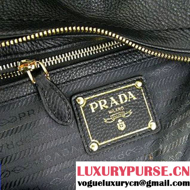 Prada BR4579 Grained Calf Leather Tote Bag Black  