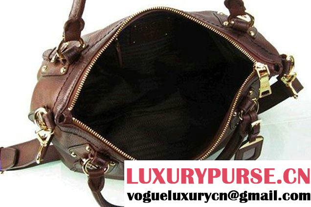 Prada BR4579 Grained Calf Leather Tote Bag Brown  
