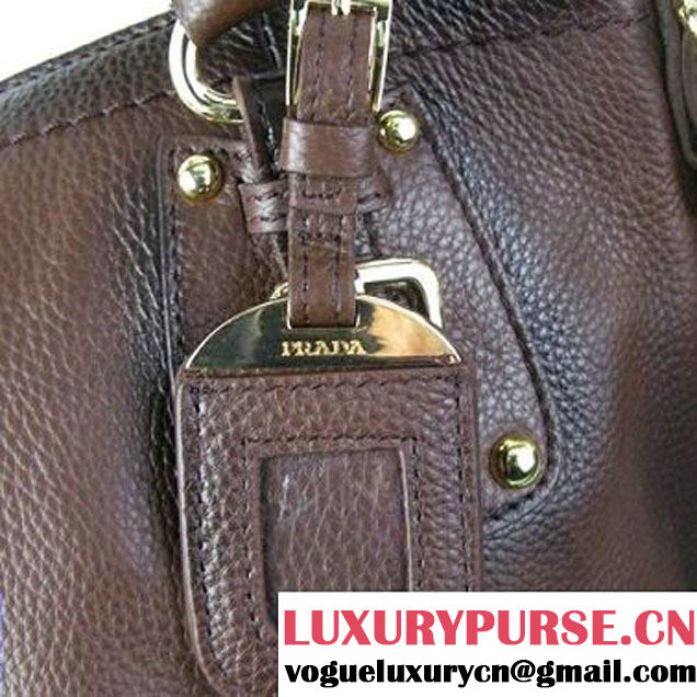 Prada BR4579 Grained Calf Leather Tote Bag Brown  