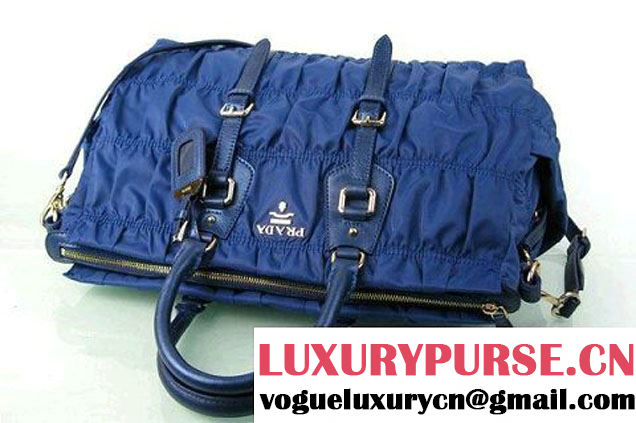 Prada BN2396 Gauffre Nylon Tote Handbag Royalblue  