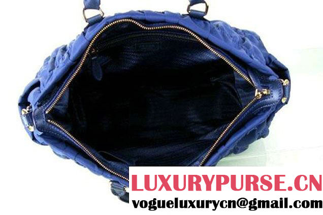 Prada BN2396 Gauffre Nylon Tote Handbag Royalblue  
