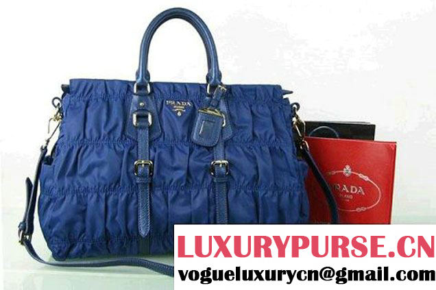 Prada BN2396 Gauffre Nylon Tote Handbag Royalblue  