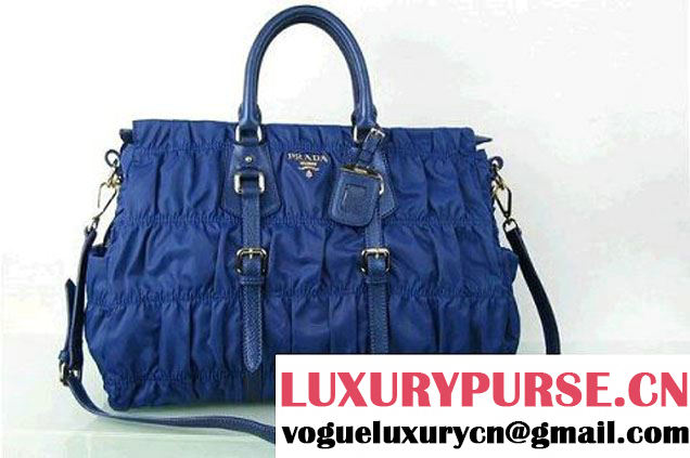 Prada BN2396 Gauffre Nylon Tote Handbag Royalblue  