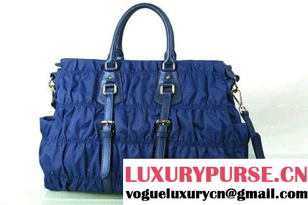 Prada BN2396 Gauffre Nylon Tote Handbag Royalblue  