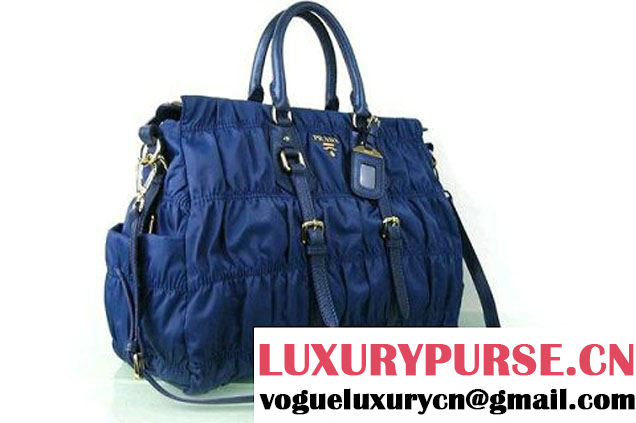 Prada BN2396 Gauffre Nylon Tote Handbag Royalblue  