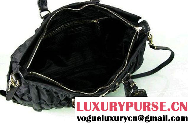 Prada BN2396 Gauffre Nylon Tote Handbag Black  