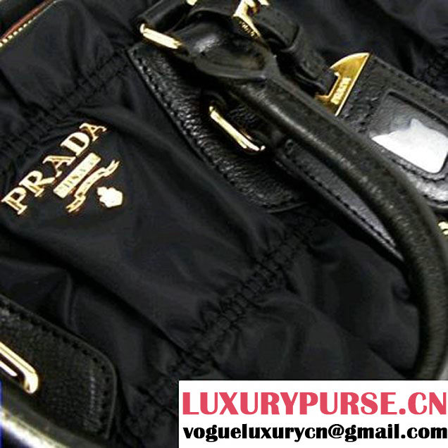 Prada BN2396 Gauffre Nylon Tote Handbag Black  