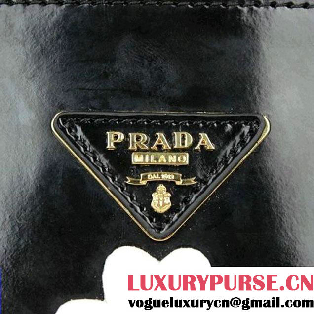Prada B2274F_ZO6_F0NMR Flowers Brushed Calf Leather Tote Bag  