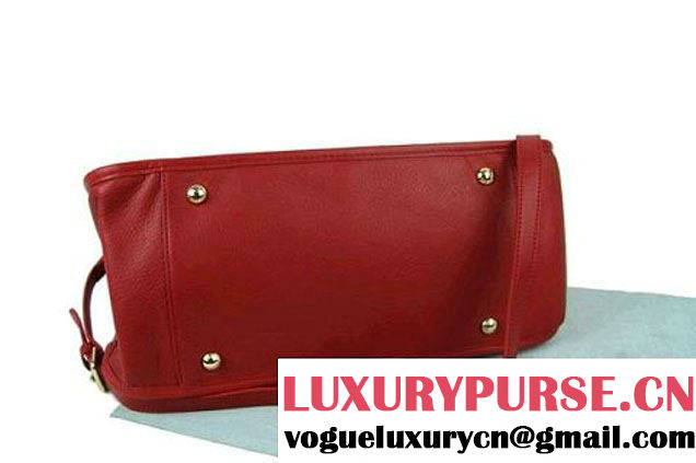 Prada Calf Leather Tote Shoulder Bag B2161B Red  