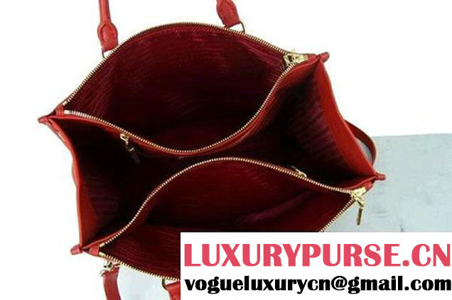 Prada Calf Leather Tote Shoulder Bag B2161B Red  