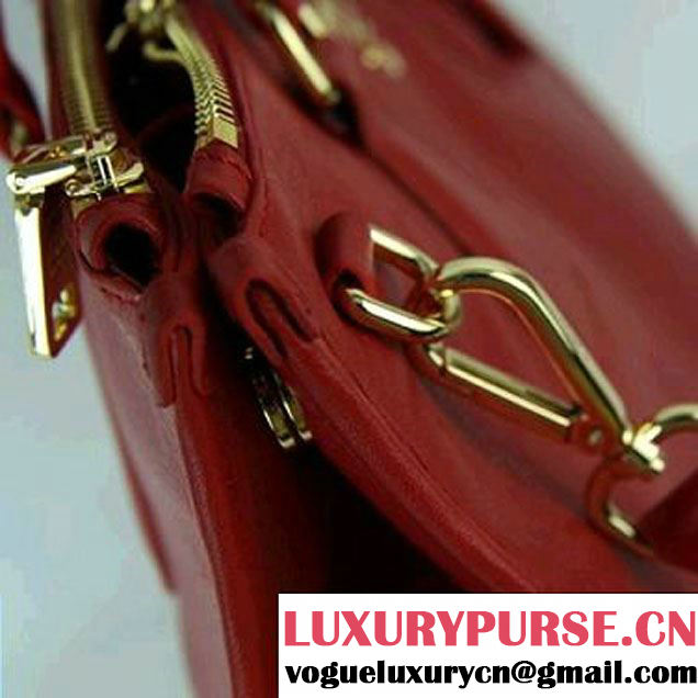Prada Calf Leather Tote Shoulder Bag B2161B Red  