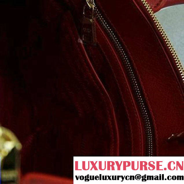 Prada Calf Leather Tote Shoulder Bag B2161B Red  