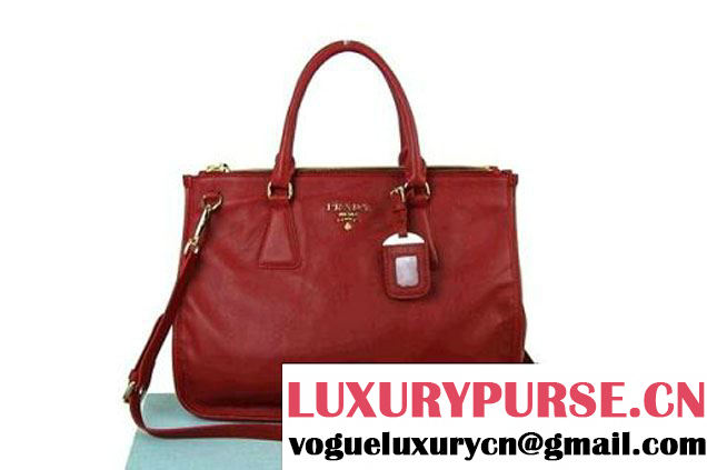 Prada Calf Leather Tote Shoulder Bag B2161B Red  