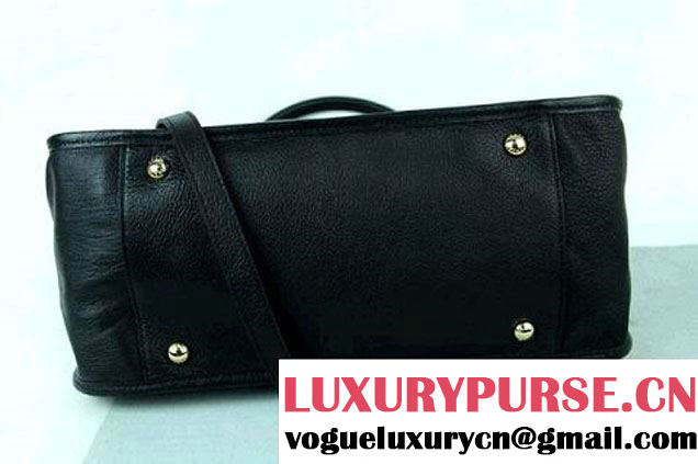 Prada Calf Leather Tote Shoulder Bag B2161B Black  