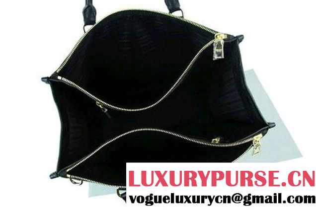 Prada Calf Leather Tote Shoulder Bag B2161B Black  