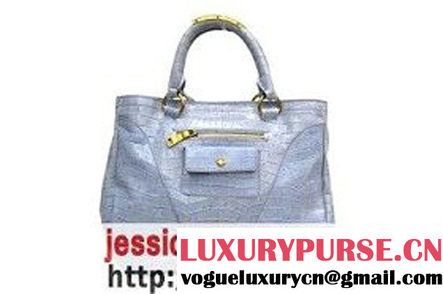 Prada Croco Veins Leather Tote Bag BR4145 Shallow Gray