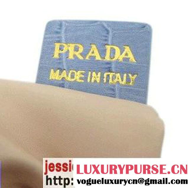 Prada Croco Veins Leather Tote Bag BR4145 Shallow Gray  
