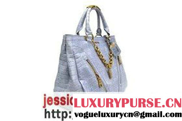 Prada Croco Veins Leather Tote Bag BR4145 Shallow Gray  