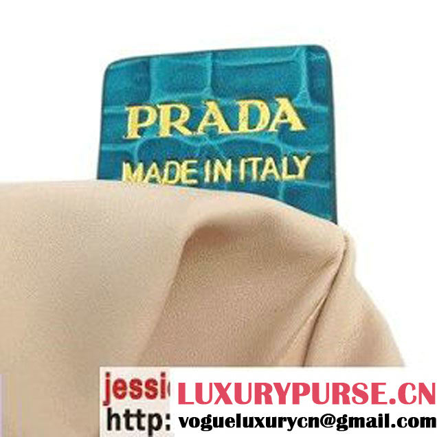 Prada Croco Veins Leather Tote Bag BR4145 Shallow Blue   