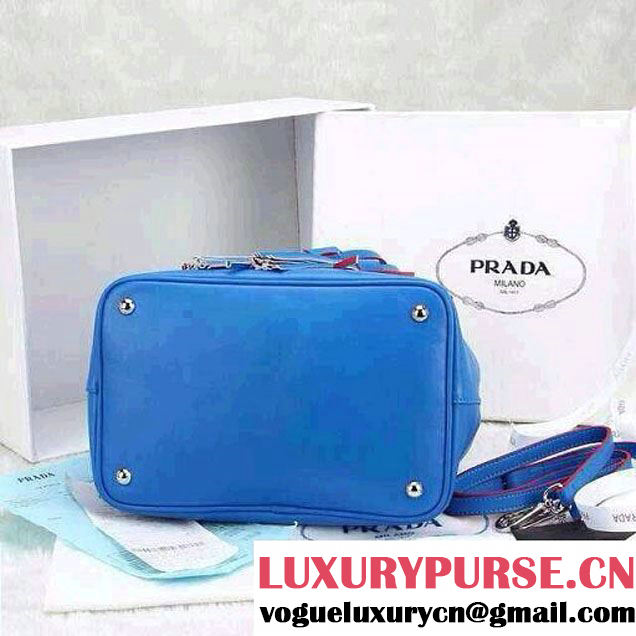 Prada Bucket Bag All-Leather in Blue 2014