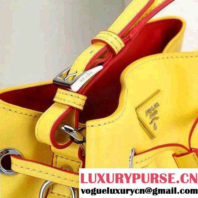 Prada Bucket Bag All-Leather in Yellow 2014