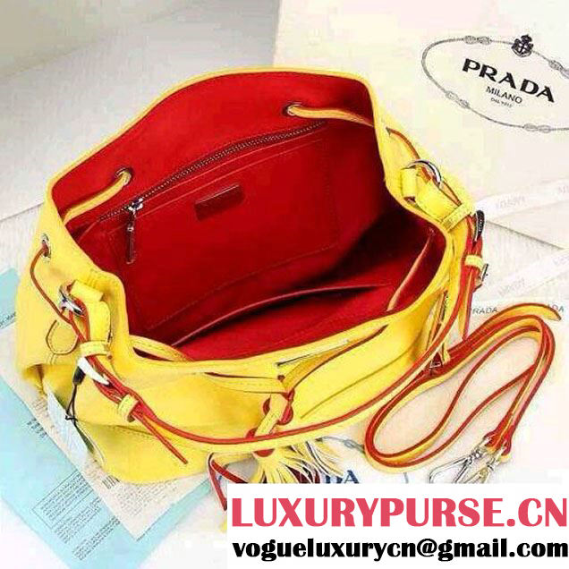 Prada Bucket Bag All-Leather in Yellow 2014