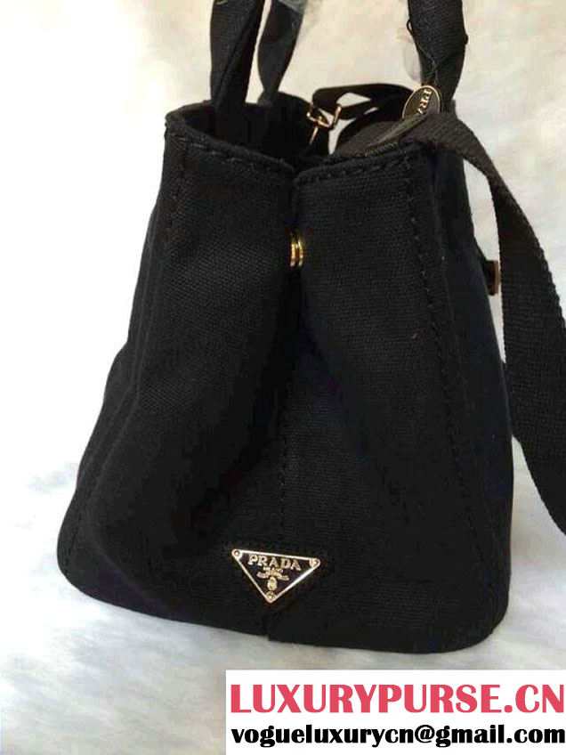 Prada Logo-Print Canvas Tote Bag in Black