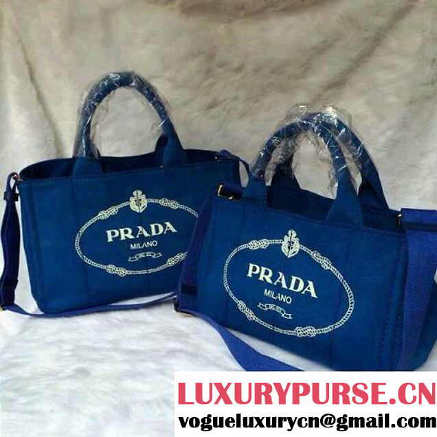 Prada Logo-Print Canvas Tote Bag in Royalblue