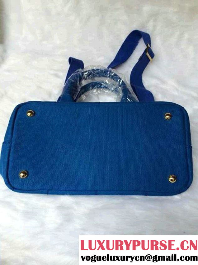 Prada Logo-Print Canvas Tote Bag in Royalblue