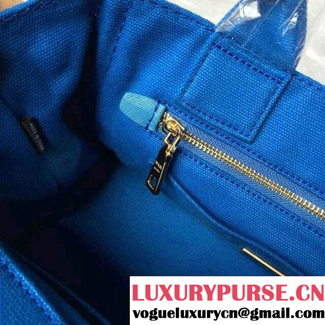 Prada Logo-Print Canvas Tote Bag in Royalblue