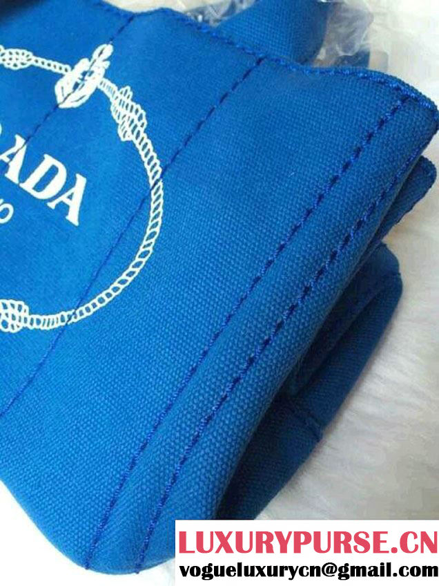 Prada Logo-Print Canvas Tote Bag in Royalblue