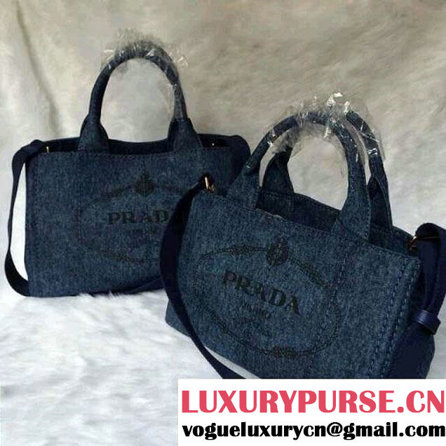 Prada Logo-Print Canvas Tote Bag in Blue