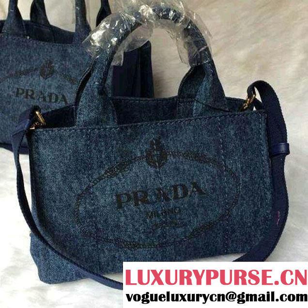 Prada Logo-Print Canvas Tote Bag in Blue