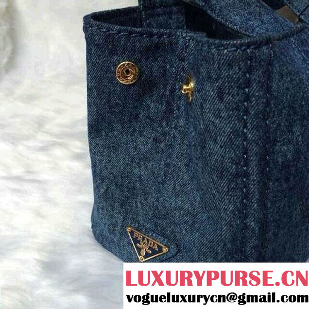 Prada Logo-Print Canvas Tote Bag in Blue