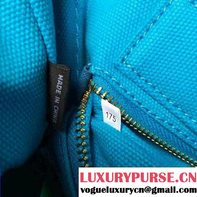 Prada Logo-Print Canvas Tote Bag in Turquoise