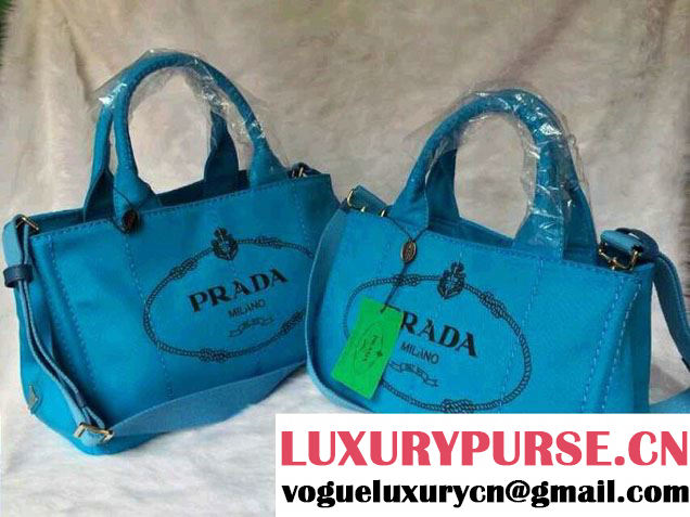Prada Logo-Print Canvas Tote Bag in Turquoise