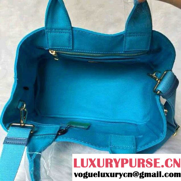 Prada Logo-Print Canvas Tote Bag in Turquoise