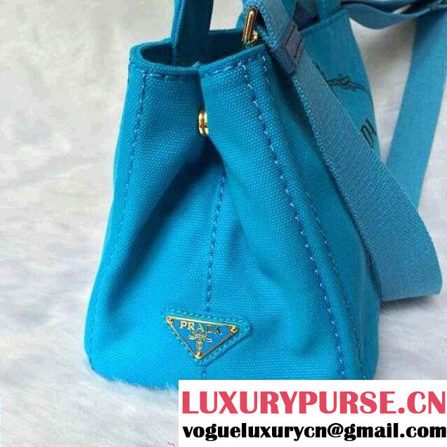 Prada Logo-Print Canvas Tote Bag in Turquoise