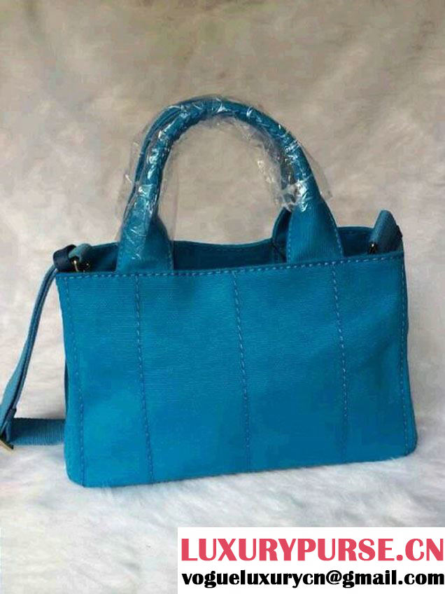 Prada Logo-Print Canvas Tote Bag in Turquoise