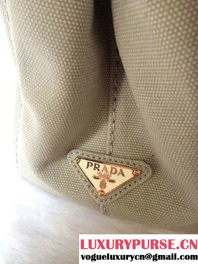 Prada Logo-Print Canvas Tote Bag in Grey