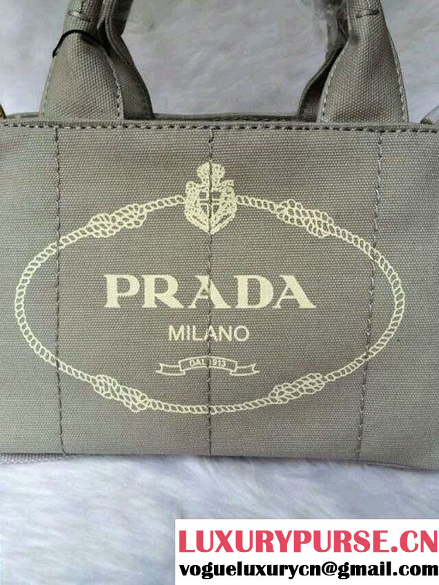 Prada Logo-Print Canvas Tote Bag in Grey