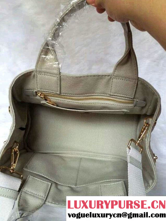 Prada Logo-Print Canvas Tote Bag in Grey
