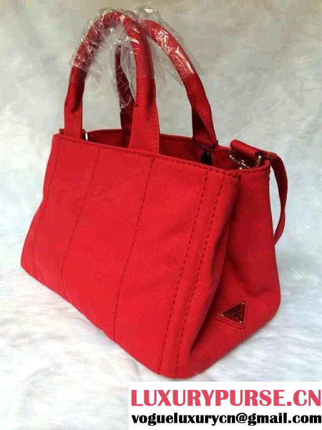Prada Logo-Print Canvas Tote Bag in Red