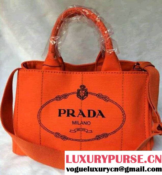Prada Logo-Print Canvas Tote Bag in Orange
