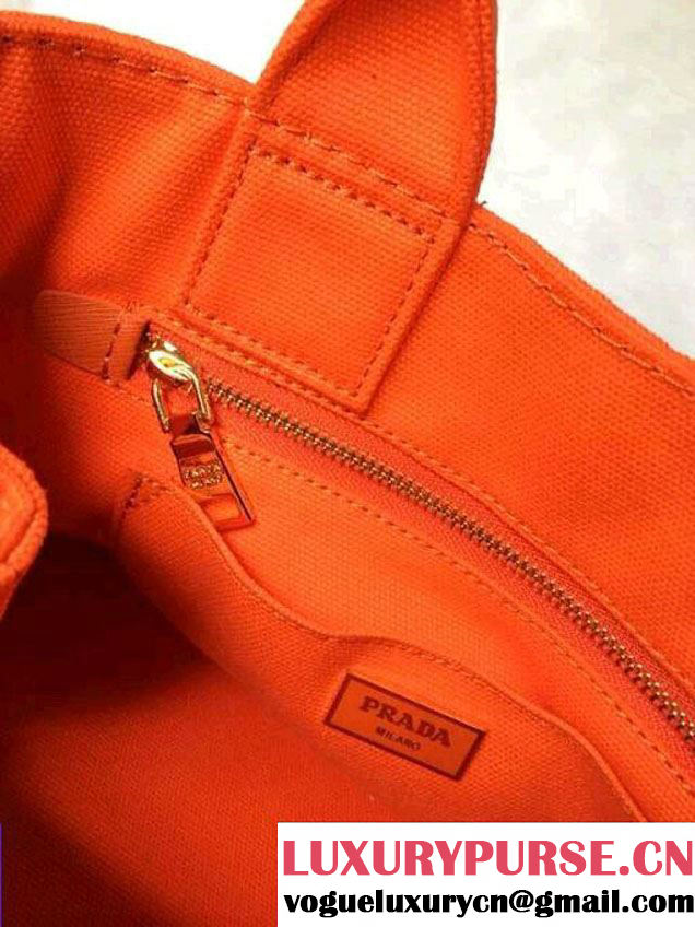 Prada Logo-Print Canvas Tote Bag in Orange