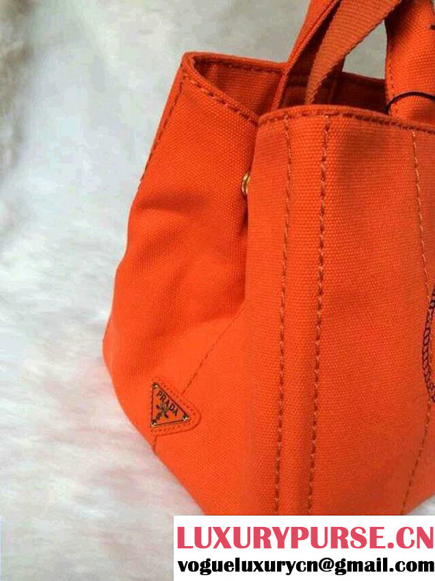 Prada Logo-Print Canvas Tote Bag in Orange