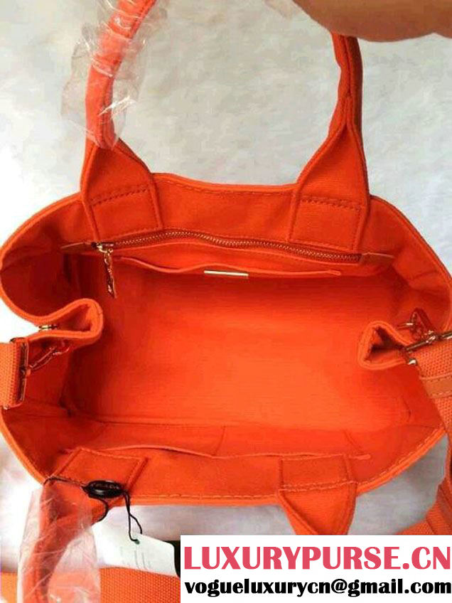 Prada Logo-Print Canvas Tote Bag in Orange