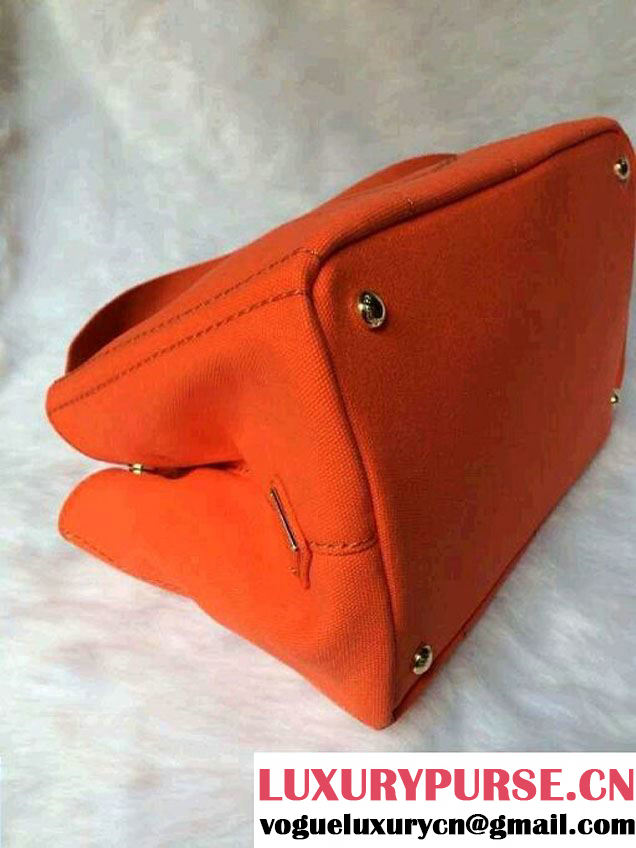 Prada Logo-Print Canvas Tote Bag in Orange