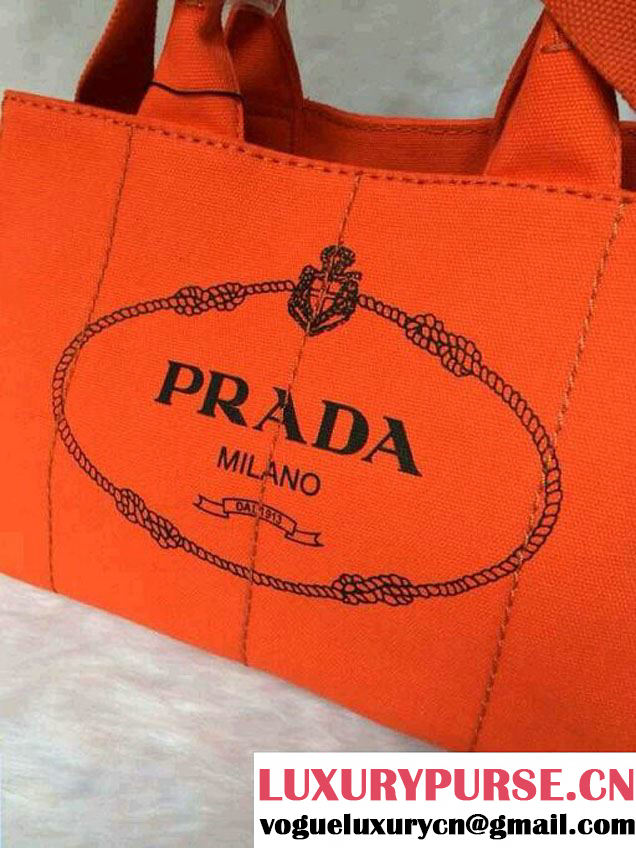 Prada Logo-Print Canvas Tote Bag in Orange
