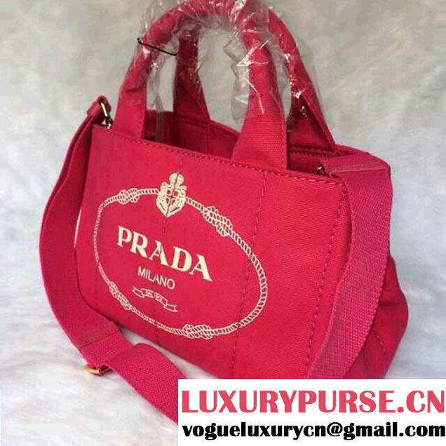 Prada Logo-Print Canvas Tote Bag in Pink